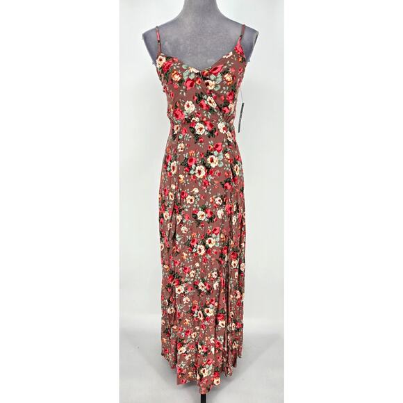 Lulus Dress Womens Small Terracotta Floral Maxi Back Zip Lined Beach Resort New - Picture 1 of 15